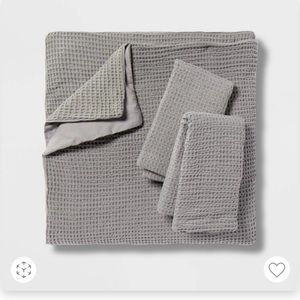 Threshold Waffle Weaved Duvet and Sham Set- Grey, Queen